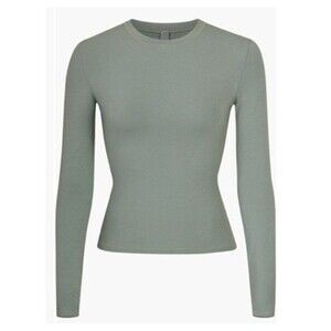 Skims NWT Soft Cotton Jersey Long Sleeve T-Shirt SIze: M Color: Mineral